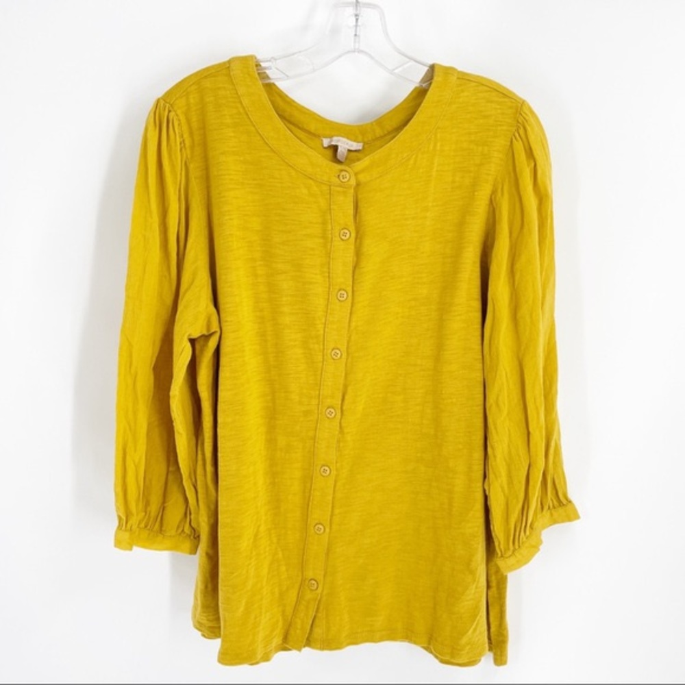 Anthropologie mustard button down.